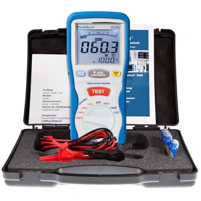 Afbeelding van Peaktech 2695 isolatiemeter digitaal 125,250,500 en 1000V meetspanning 4000 Mohm