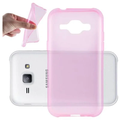 Afbeelding van Cadorabo Hoesje geschikt voor Samsung Galaxy J1 2015 in TRANSPARANT ROZE Beschermhoes gemaakt van flexibel TPU Silicone Case Cover