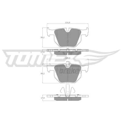 Afbeelding van TOMEX brakes TX 15 14 Remblokkenset Achteras Geschikt voor slijtage waarschuwingscontact BMW: 3 Saloon, Touring, Coupe