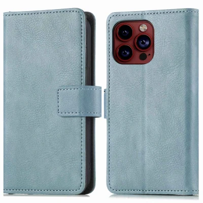 Afbeelding van iMoshion Hoesje Met Pasjeshouder Geschikt voor iPhone 15 Pro Max Luxe Bookcase Lichtblauw