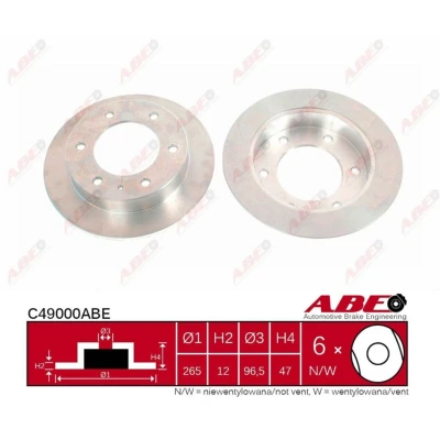 Afbeelding van ABE C49000ABE Remschijf Achteras 265,6 12,0 6 139,7 volledig