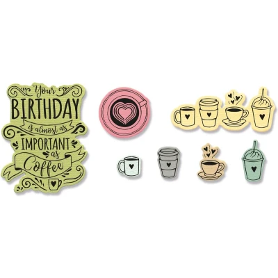 Afbeelding van Sizzix Framelits Die Set 7PK w/3PK Stamps Café 666104 Jen Long (01 23)