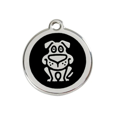 Afbeelding van Dog Black roestvrijstalen hondenpenning medium/gemiddeld dia. 3 cm RedDingo