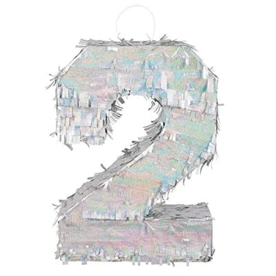 Afbeelding van Boland Piñata &#039;2&#039; holografisch Zilver 2 Verjaardag, Kinderfeestje, Themafeest