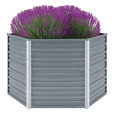 Afbeelding van Plantenbak verhoogd 129x129x77 cm gegalvaniseerd staal grijs