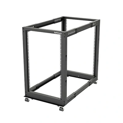 Image de StarTech.com 4POSTRACK18U Rack serveur réglable à cadre ouvert 18U 4 montants 559 cm 1015 sur le sol noir