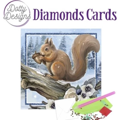 Afbeelding van Dotty Designs Diamond Cards Squirrel in a snowy landscape