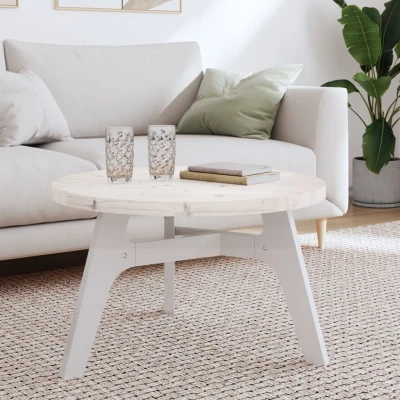 Afbeelding van Tafelblad rond Ø70x3 cm massief grenenhout wit