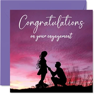 Afbeelding van Verlovingskaarten voor koppels, verlovingssilhouet, wenskaart &quot;Happy Engagement&quot; wenskaart, Well Done 145 mm x mm, bruiloftskaarten verloofden