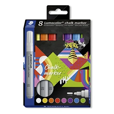 Afbeelding van Lumocolor chalk marker ronde punt set 8 st