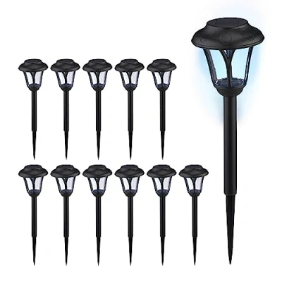 Afbeelding van Relaxdays solar tuinlampen buitenlampen met grondpen 39 cm verlichting led Pak van 12