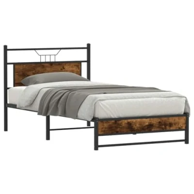 Afbeelding van vidaXL Bedframe zonder matras spaanplaat gerookt eikenkleurig