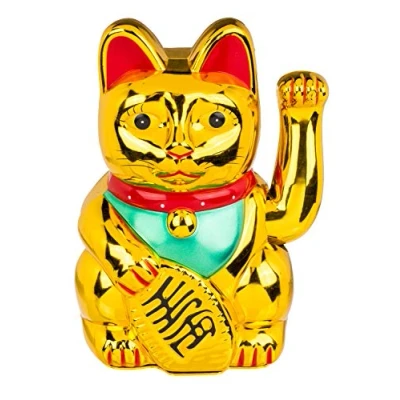 Image de Chat porte bonheur en PVC doré
