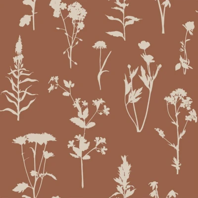 Afbeelding van ESTAhome behang veldbloemen terracotta 139396 0,53 x 10,05 m