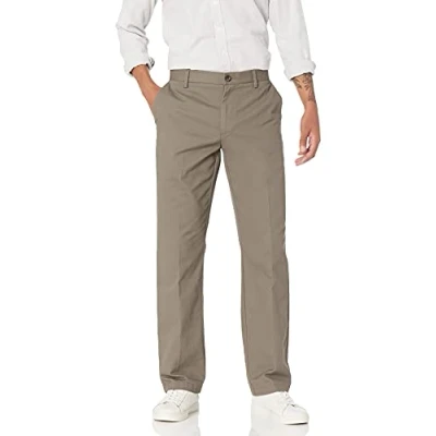 Image de Amazon Essentials Pantalon chino infroissable à devant plat pour homme (disponible en grande taille large), taupe, 86,4 x 78,7 cm (l L)