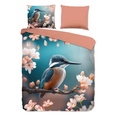 Afbeelding van Good Morning Dekbedovertrek &quot;ijsvogel met bloemen&quot; Multi (140x200/220 cm) Katoen