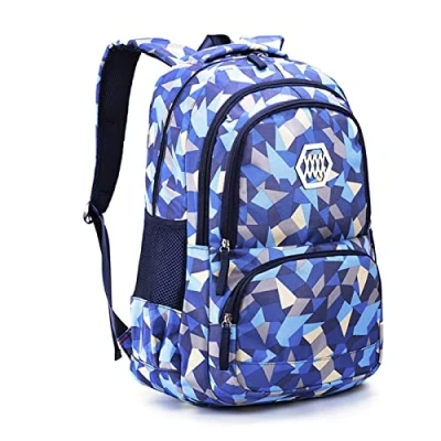 Afbeelding van Kinderrugzak, schooltassen voor jongens en meisjes, schooltas, schoolrugzak, reizen, camping, casual, dagrugzak scholieren volwassenen, blauw (blauw)