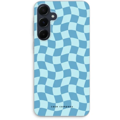 Afbeelding van Case Company® hoesje geschikt voor Samsung Galaxy A55 Grid Blauw Soft Cover Telefoonhoesje Bescherming aan alle Kanten en Schermrand