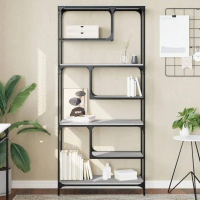 Afbeelding van Boekenkast 81x36x176 cm bewerkt hout grijs sonoma eikenkleurig