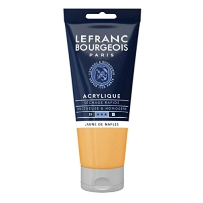 Image de Lefranc Bourgeois peinture acrylique jaune napolitain opaque satin fine 80 ml