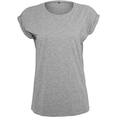 Afbeelding van Damesshirt met ronde hals en omgeslagen mouw Heather Grey XXL