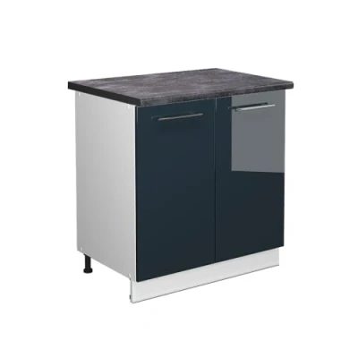 Afbeelding van Vicco Wastafelkast Fame Line, Donkerblauw hoogglans/Wit, 80 cm met legplank, WB Antraciet