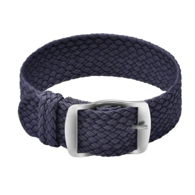 Afbeelding van Ullchro Horlogebandje, van nylon, uniseks, met roestvrijstalen zilveren gesp, marineblauw, 16 mm, Riemen.