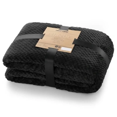 Afbeelding van DecoKing Henry knuffeldeken van 150 x 200 cm, zwart, deken, microvezel, woondeken, sprei, fleece, zacht, behaaglijk, Scandinavische stijl