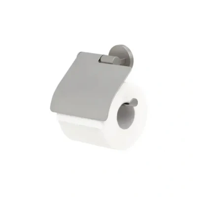 Afbeelding van Tiger Noon Wc rolhouder met klep Toiletrolhouder Zonder boren TigerFix (apart verkrijgbaar) Roestvrij staal RVS geborsteld