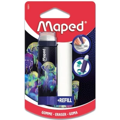 Afbeelding van Maped Deepsea Paradise witte gum Intrekbare gum, beschermd en efficiënt Zeer praktisch draaisysteem Inclusief 1 navulgum zonder PVC ftalaat