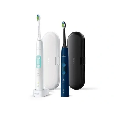 Image de Philips Sonicare hx6851/34 Protect IVE Clean 4500 Brosse à dents électrique avec technologie sonique, Lot de 2, blanc &amp; bleu foncé,