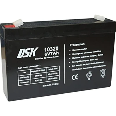Afbeelding van DSK 10320 loodaccu AGM, oplaadbaar, verzegeld, 6 V, 7 Ah. Ideaal voor auto&#039;s en elektrische motorfietsen kinderen, scooters, UPS systemen, veiligheidssystemen