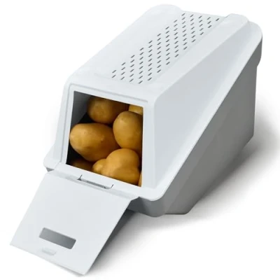 Afbeelding van ARTECSIS Aardappelopbergdoos, wit, 1 set L, 5 liter, stapelbare groentebox met EasyClick technologie, groentestickers