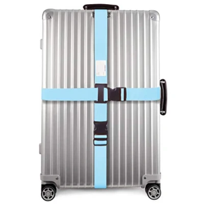 Afbeelding van OW Travel Kofferriem Kruisband Bagageriem voor Koffers (Blauw: 1 stuk) Goed zichtbare stevige Bagage met Bagagelabels. Kofferband reis riem Kofferbagage. Tas Gekruiste Stoffen Band