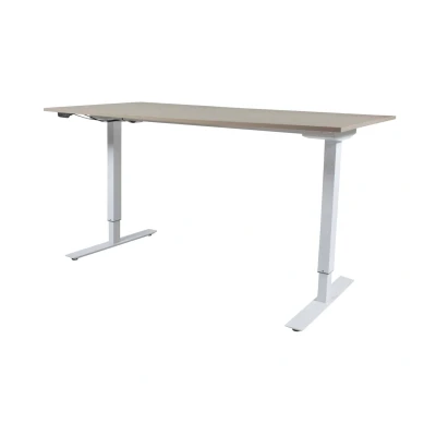 Afbeelding van Lectro Basic bureau, zit sta (69 116cm) hoogte verstelbaar dmv elektromotor met 160x80cm havana/ kersen licht 25mm blad en aluminium (RAL9006) frame