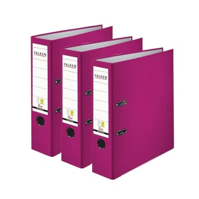 Afbeelding van Falken Lot de 3 classeurs en polypropylène Couleur mûre végétalien Fabriqué Allemagne Largeur 8 cm Classeur plastique Format A4