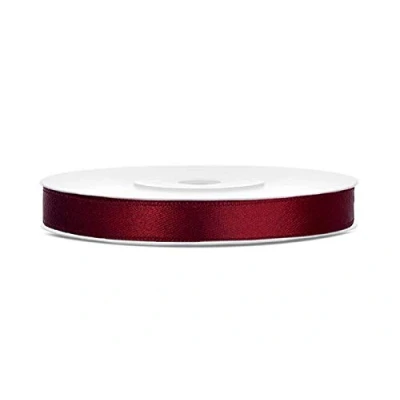 Afbeelding van Satijnen lint van polyester, strik en geschenkverpakking 6/12/25/38/50/100 mm x 25 m (afmetingen 6 bordeauxrood)