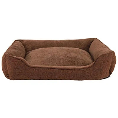 Afbeelding van lionto Hondenbed, hondenkussen, hondenmand, afneembare hoes (L) 110 x 80 cm, bruin)