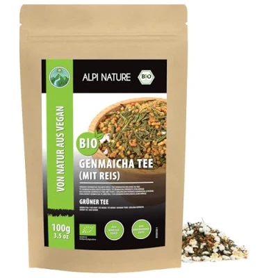 Afbeelding van Genmaicha thee, Japanse groene thee met geroosterde rijst uit biologische teelt, (100 g)