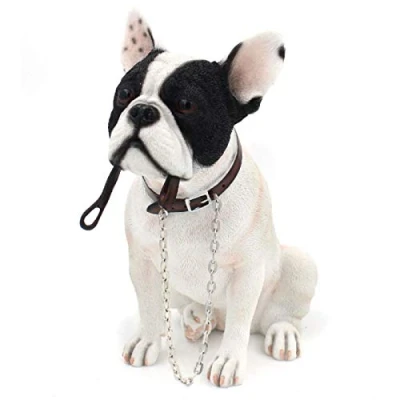 Afbeelding van Lesser &amp; Pavey Franse Bulldog Zittend Wacht Om Te Wandelen, Kleur: Wit en Zwart, Hoogte: 18 cm