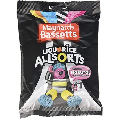 Afbeelding van Maynards Bassetts Liquorice Allsorts snoepzakjes, 165 g, 12 stuks