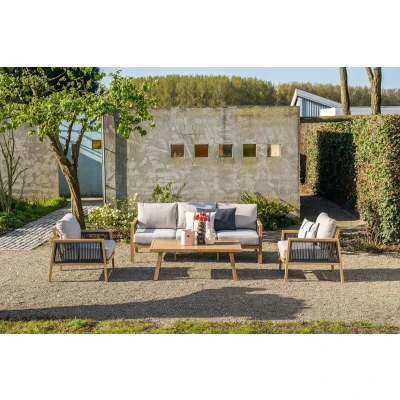 Afbeelding van Garden Impressions San Capri loungeset 4 delig light teak aluminium