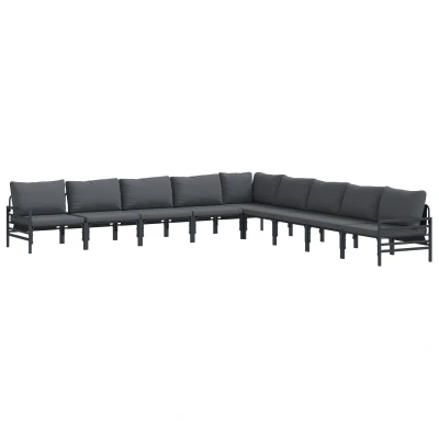 Afbeelding van vidaXL Ensemble de canapé jardin 9 pcs Anthracite Acier