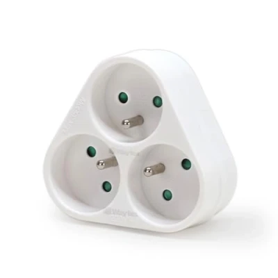 Afbeelding van Waytex 52127 Triplite stekkerdoos met 3 driehoekige stopcontacten, x 16 A, 2P+T, kinderbeveiliging, CE NF, wit