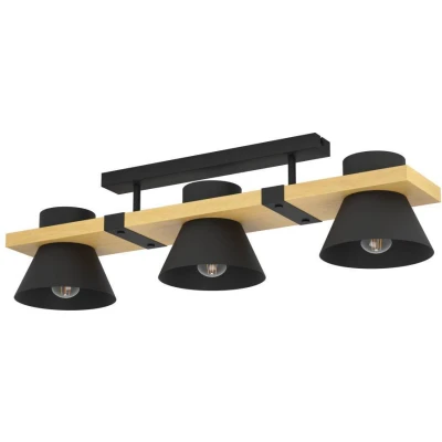 Afbeelding van EGLO Maccles Plafondlamp E27 78 cm Zwart/Bruin Staal/Hout