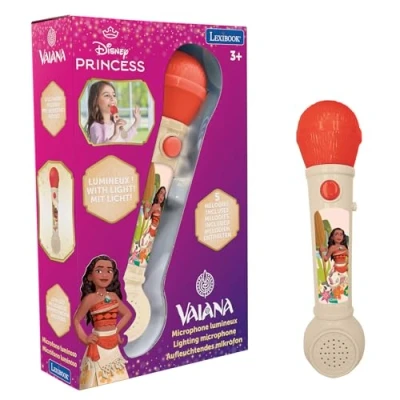Image de Lexibook, Vaiana, Microphone lumineux pour enfant, jeu musical, haut parleur intégré, effets lumineux, mélodies de démonstration, Beige/Rouge, MIC80VN