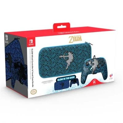 Image de PDP Set Gaming Rematch Manette Filaire + Étui Plus Sheikah Shoot Nintendo Switch Bleu (500 236 sksg)