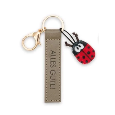 Afbeelding van Magni, Sleutelhanger, NICI Schlüsselanhänger Alles Gute! Kunstlederband mit Marienkäfer olive 10cm, Groen