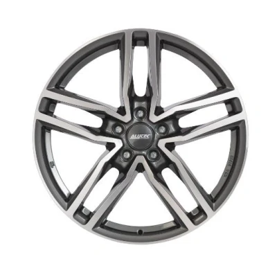 Afbeelding van ALUTEC 5 gat 17duim 112mm lichtmetalen Velg Ikenu grafiet vooraan gepolijst IKE75729B62 9 7.5duim 29mm 66.60mm