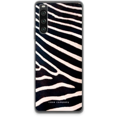 Afbeelding van Case Company® hoesje geschikt voor Sony Xperia 10 IV Zebra Soft Cover Telefoonhoesje Bescherming aan alle Kanten en Schermrand